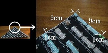 角から9cmのところを縫う