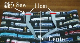 持ち手の縫いつけ位置
