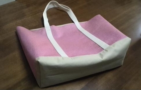 pink denim tote bag