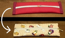 pencil case with paper-mache pattern