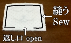 布2枚を中表に縫い合わせる