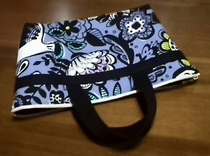 zippered tote bag with flower pattern