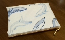 zippered pouch with whales