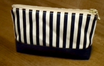 patched pouch with stripe pattern