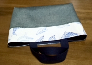 whale and denim tote bag