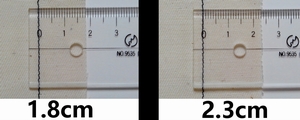 seam allowance of 1.8cm and 2.3cm