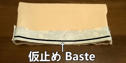 baste the drawstring fabric and facing