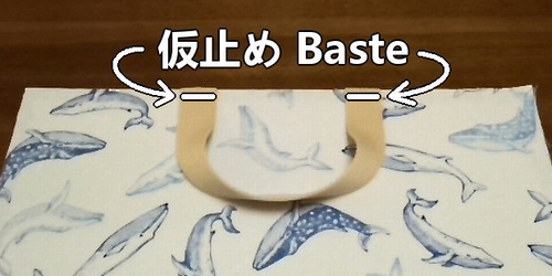 baste the fabric and handle