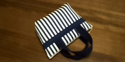 striped pouch with handles